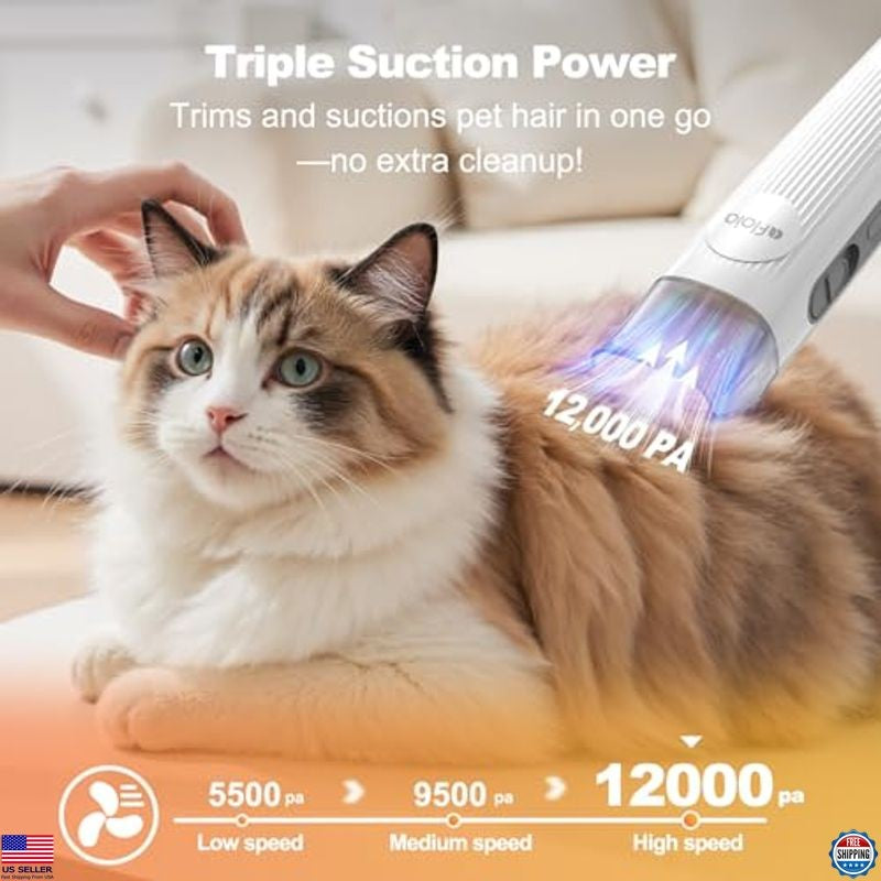 6-In-1 Dog Grooming Kit, Pet Grooming Vacuum, Clipper, Nail Trimmer, Low Noise