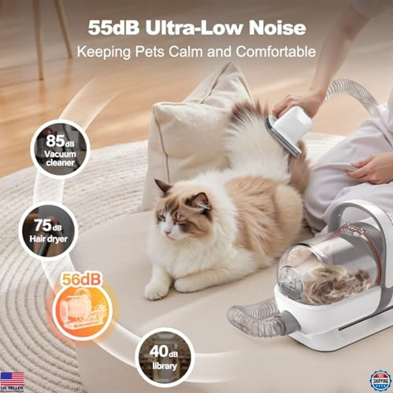6-In-1 Dog Grooming Kit, Pet Grooming Vacuum, Clipper, Nail Trimmer, Low Noise